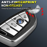 For BMW X1 X3 X5 X6 X7 5 7 Series Silver TPU Leather Key Shell Fob Case Cover