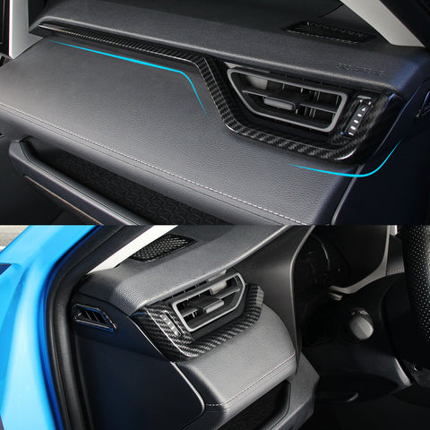 for Toyota RAV4 2019 2020 Center Console Dashboard AC Outlet Cover Trim, ABS Carbon Fiber Central Dashboard Air Vent Frame Moulding