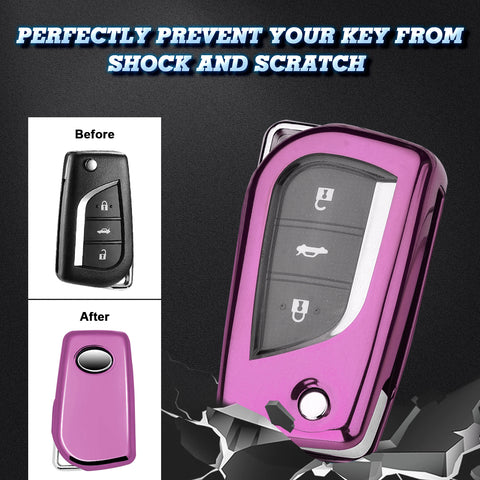 1X Pink Shockproof Flip Key Fob Cover Case For Toyota Corolla Yaris 2/3/4 Button