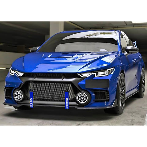 JDM Blue Nylon Chinese Slogan Towing Strap Trailers For Scion tC Subaru WRX STI