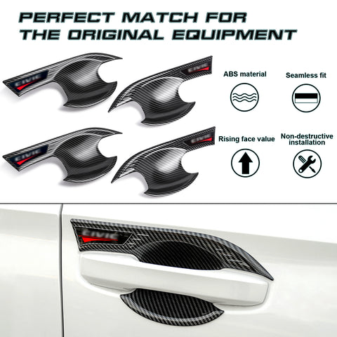 Carbon Fiber Pattern Door Handle Bowl Cover Trim For Honda Civic 11th Gen 2022