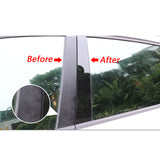 6pcs Glossy Black Car Pillar Post Cover Trim Door Window Molding Cover for Honda Accord 2013-2017