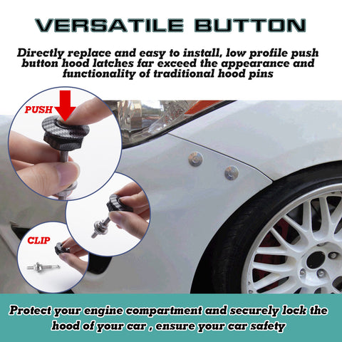 Universal Silver Car Latch Push Button Bumper Hood Bonnet Quick Release Fasteners 2Pcs/Set