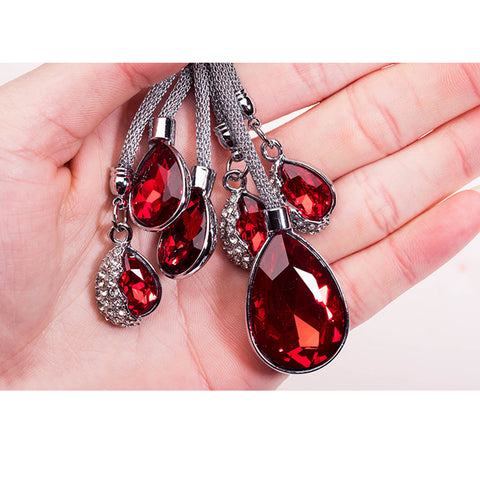 Blue / Pink / Red Universal Fit Car Key Chain Ring, Water-drop Shining Crystal Jewelry Keychain Bling Diamond Key Holder Ring, Cute Decoration Accessories