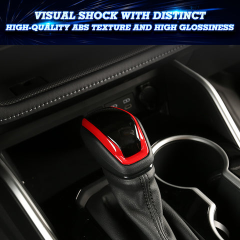 Glossy Black & Red Gear Shift Knob Cap Cover Trim For Toyota Highlander 2020-21