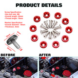 20Pcs CNC Billet Aluminum Engine Bolt Bay Screw Washer Dress Up Kit (Red)