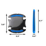 3D Blue Carbon Fiber Style Door Handle Guard Film Strip Stickers Decor Universal
