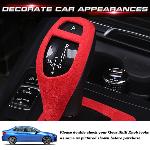 Red Suede Leather Gear Shift Knob Cover For BMW 2 3 4 series F20 F22 F30 F32 F33