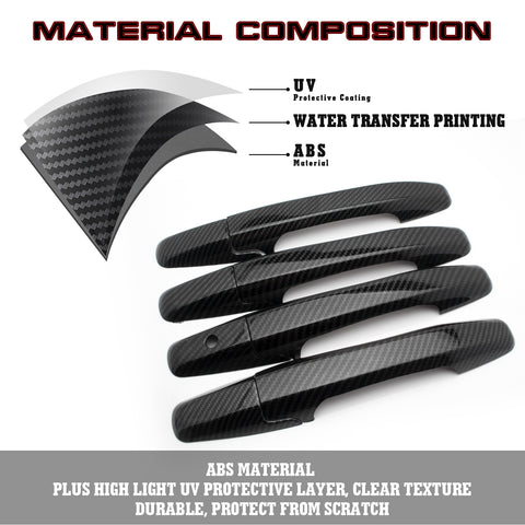 Carbon Fiber Style Door Handle+Door Edge Protect Trim For Honda Civic 8th 06-11