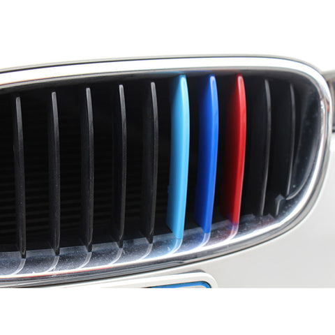 3pcs Exact Fit M-Colored Sporty Grille Kidney Insert Trims for BMW 3 Series E92 E93 2005-2009 (14 beam bars)