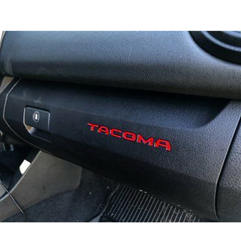 One Set Dashboard Glove Box Letter Inserts Decal Sticker for Toyota Tacoma 2016-2023, Glossy Red