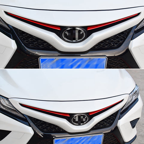 2pcs Red Stainless Steel Front Center Grill Grille Cover Guard Trim for Toyota Camry SE XSE 2018 2019