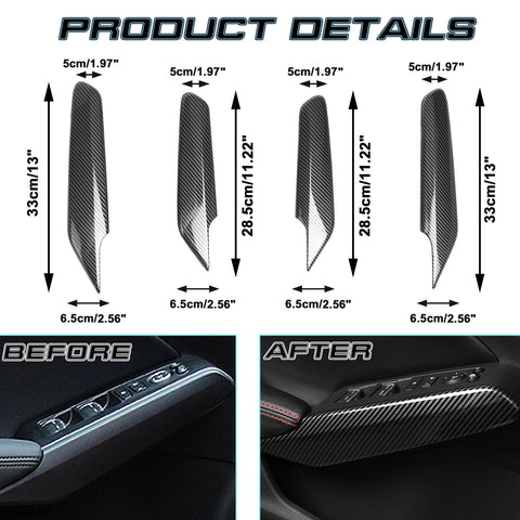 4pcs Carbon Fiber Pattern Window Switch Armrest Cover Trim For Honda Civic 11th