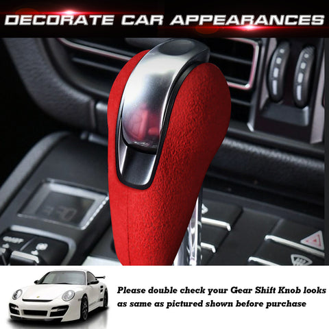 Red Suede Gear Shift Knob Cover Sticker For Porsche Macan Panamera Boxter 911