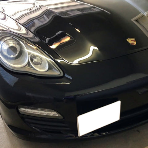 Set Black Front Bumper Tow License Plate Mount Bracket Relocator Kit for Porsche Macan 2014-2019 - No Drill
