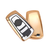 Key Fob Case Soft TPU Remote Control Key Shell Cover Case for BMW 1 3 4 5 6 7 Series X3 X4 M2 M3 Keyless, Gold
