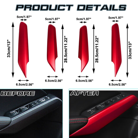 4x Red Inner Window Door Lift Lock Armrest Panel Cover For Honda Civic 11th Gen 2022