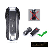 Carbon Fiber Texture Key Fob Case Glossy Cover Key Protector Holder for Porsche Panamera 2017+ Cayenne 2019+