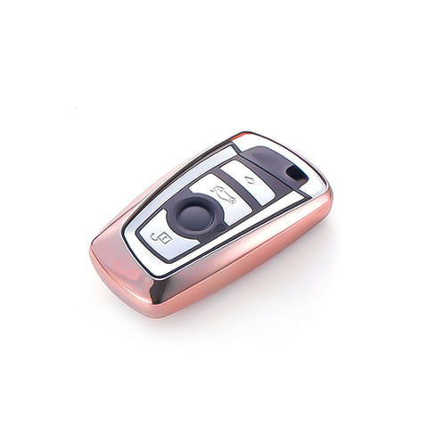 Key Fob Cover Protective Case, Soft TPU Key Case Shell Keyless Remote Control Smart Car Key Protector for BMW 1 2 3 5 6 7 Series X1 X3 X4 X5 X6 M2 M3 M4 M5 M6, Rose Gold