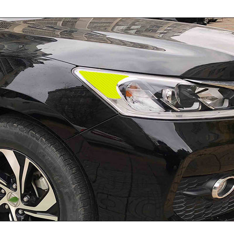 2pcs for Honda Accord 2016 2017 Headlight Reflective Warning Sticker PVC Headlamp Safety Overlay Decal, Fluorescent Yellow