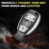 Full Protection Silver Smart Key Fob Cover Case Shell w/Keychain For Mercedes Benz 3 Button