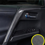 4pcs Carbon Fiber Look Car Inner Door Pull Handle Cover Armrest Grab Trim Strip for Toyota RAV4 2016-2018