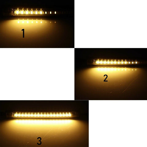 2pcs Switchback White Amber Sequential LED DRL Turn Signal Light Strip 36-SMD Waterproof Adjustable LED Light Bar Kit for Motorcycle