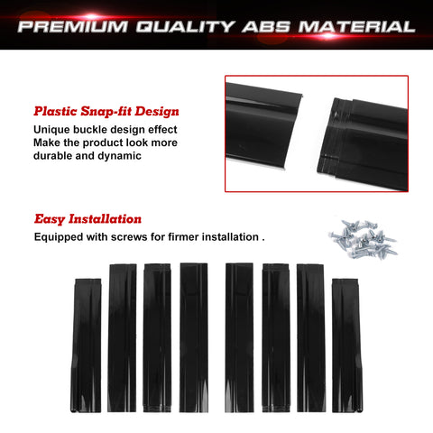 Car Lower Side Skirts Protect Rocker Panel Splitter Winglets Diffuser Bottom Line Extension Body Universal Fit Most Vehicles, 8Pcs/Set (Glossy Black) 85.8 Inch/2.18M