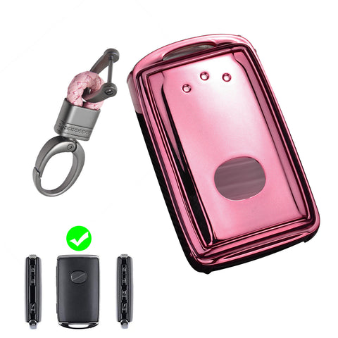 Pink Soft TPU Full Protect Remote Smart Key Fob Cover Case w/Keychain For Mazda 3 2019-2021