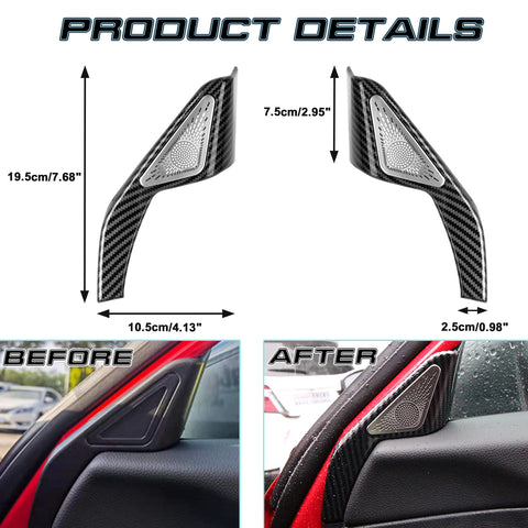 Carbon Fiber Black Pattern Door Stereo Speaker Cover Trim For Honda Civic 11th 2022+