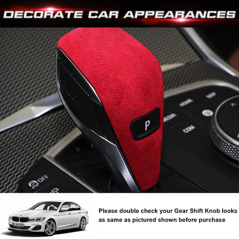 Red Suede Leather Gear Shift Knob Cap Trim For BMW 3-Series G20 G21 G28 2019-up