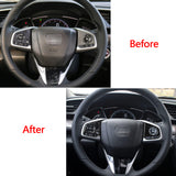 Carbon Fiber Steering Wheel Button Frame Cover Trim Media Panel Sticker Decoration for Honda Civic 10th Gen 2016 2017 2018 2019