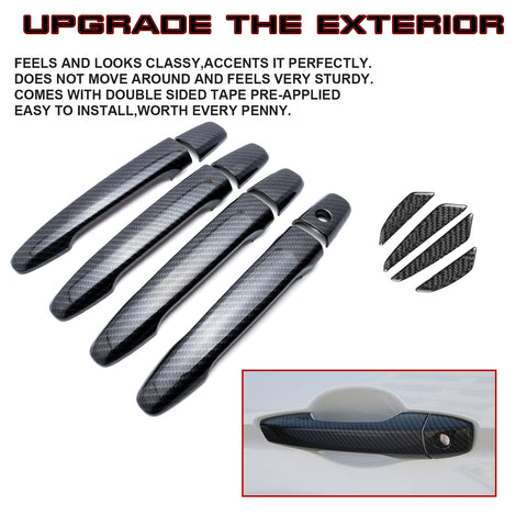 Door Handle+Carbon Fiber Door Edge Protect Trim For Mitsubishi Lancer 2008-2017