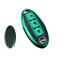 Green Remote Key Cover Case Protect Holder TPU Leather 3 Button For Nissan Rogue