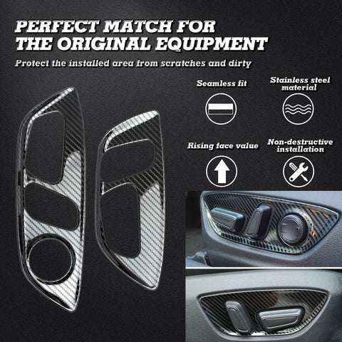 Carbon Fiber Texture Stainless Steel Seat Handle Panel Cover  For Toyota Camry 2018-2024