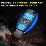 Full Protection Blue Smart Key Fob Cover Case Shell w/Keychain For Mercedes Benz 3 Button