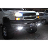 White LED Fog Light w/Bracket for Chevrolet Silverado 1500 2500 3500 1999-2002, LED Driving Fog Lamp Set Compatible with Chevrolet Suburban Tahoe 2000-2006, Clear Lens