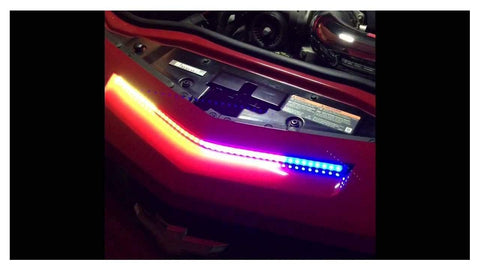RGB Knight Rider LED Scanner Light Strip, 21'' 48-SMD Multicolored LED Flash Strobe Light Bar Kit for Car Interior Exterior Hood Grille Trunk
