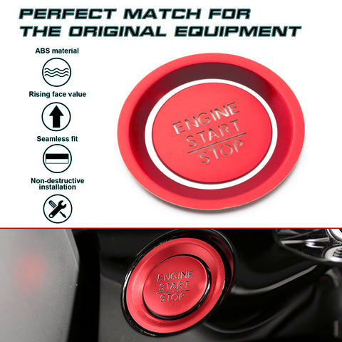 Red JDM Sport Style Engine Start Button Cover Trim For Honda Civic 11th Gen 2022