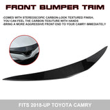 Carbon Fiber Pattern Exterior Front Grille Hood Cover Trim For Toyota Camry LE, XLE 2018-up 4 Door Sedan