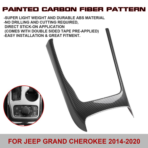 Carbon Fiber Pattern Gear Shift Box Cover Trim For Jeep Grand Cherokee 2014-2020