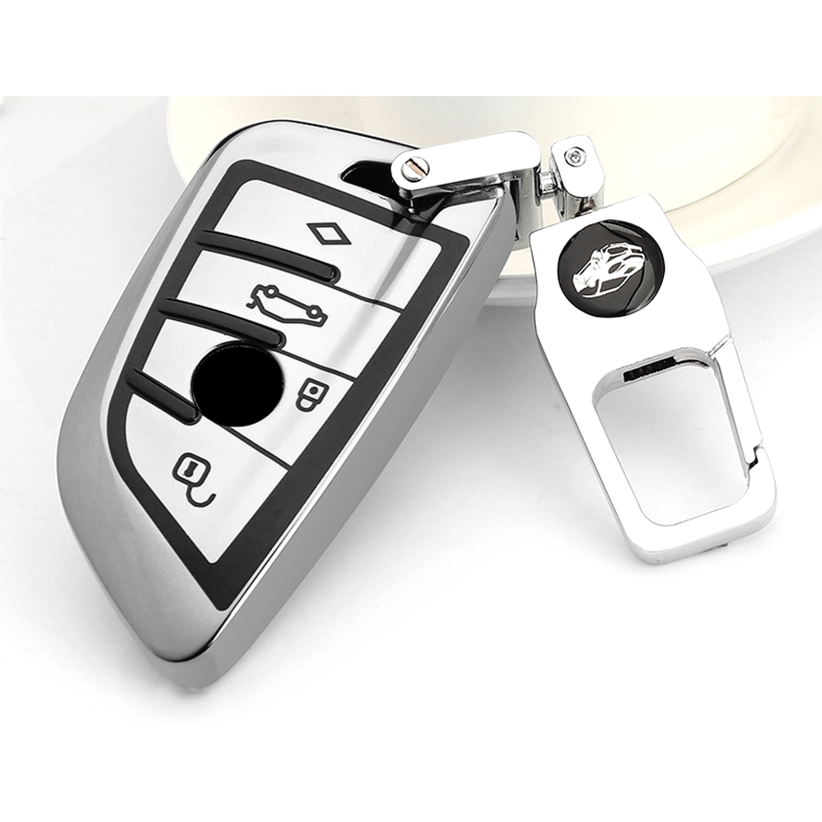 for BMW Key Fob Cover - Soft TPU Front + ABS Shell Back Blade Shape Ke