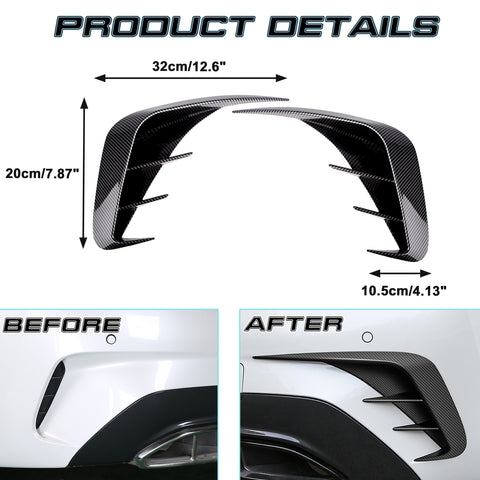 Carbon Fiber Texture Side Rear Bumper Lower Spoiler Air Vent Cover Trim For BMW 3 Series G20 2019-2021