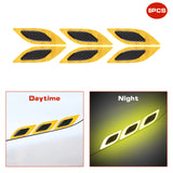 6x Yellow Carbon Fiber Pattern 3D PVC Night Reflect Car Vent Edge Bumper Decal