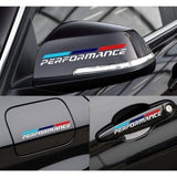 2pcs for BMW Decoration Sticker - M-color Tricolor Sporty Stripe with Black PERFORMANCE Letter Vinyl Decal for BMW Side Mirror Door Handle