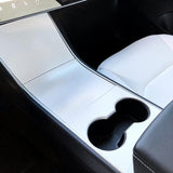 Carbon Fiber Pattern / Red ABS Chrome Plating / White ABS Chrome Plating Center Console Cup Holder Panel Trim for Tesla Model 3 2017-2020