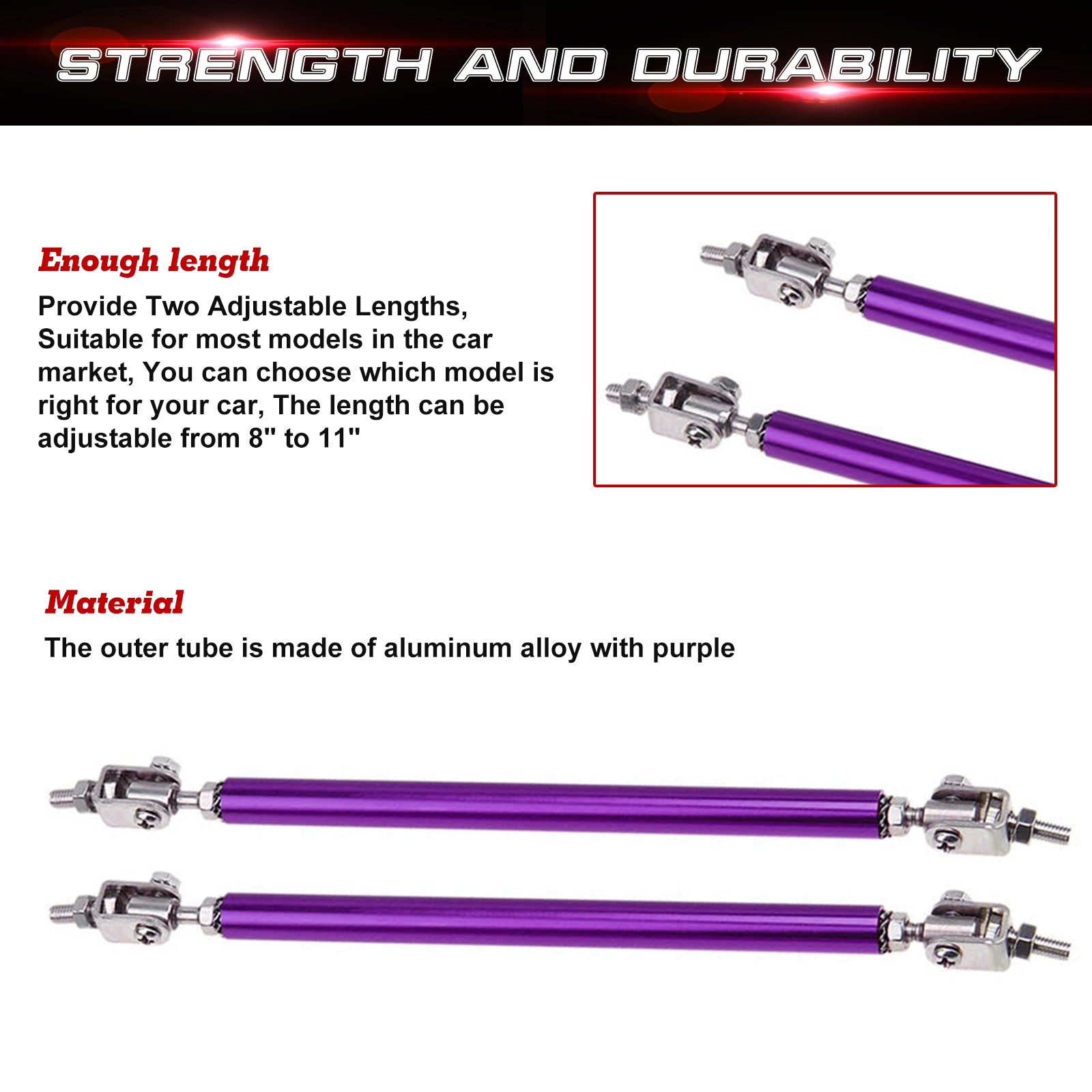Front Diffuser Rods 2pc Adjustable 8