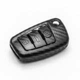 Matte Carbon Fiber Finish Key Fob Case for Audi A3 A4 A6 Q5 Q7 TT 3-button Folding Key, Full Protection Keyless Remote Key Hard Shell Cover