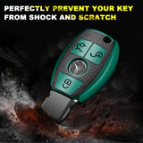Full Protection Green Smart Key Fob Cover Case Shell w/Keychain For Mercedes Benz 3 Button