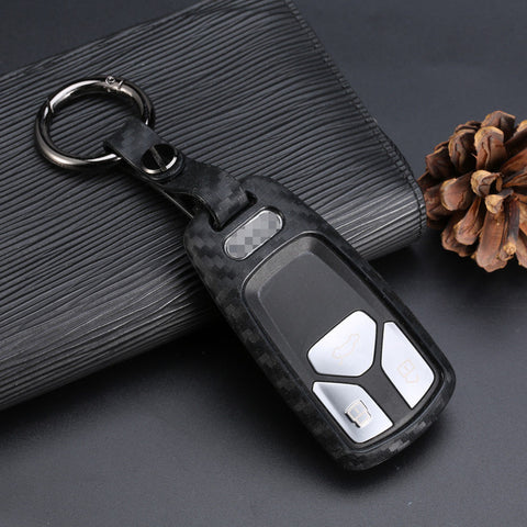 Carbon Fiber Pattern Key Fob Cover - TPU Shell Remote Key Case Protector for Audi A4 TT A5 Q7 2016-up